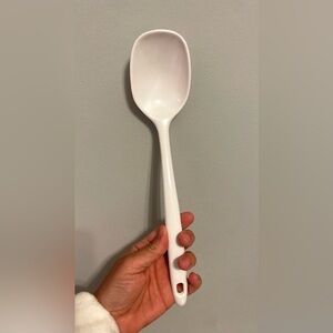 Vintage melamine spoon White Ivory 12 “ Inch Stir Serve Farmhouse Classic